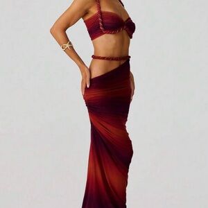 Elegant Burgundy Skirt Set